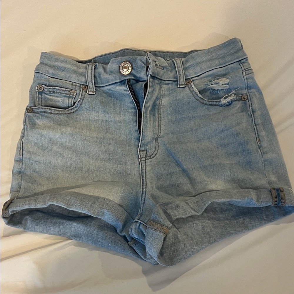 American Eagle Curvy Hi-Rise Shortie Denim Shorts
